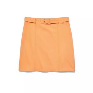LOFT Orange Creamsicle Mini Belted A-line Skirt